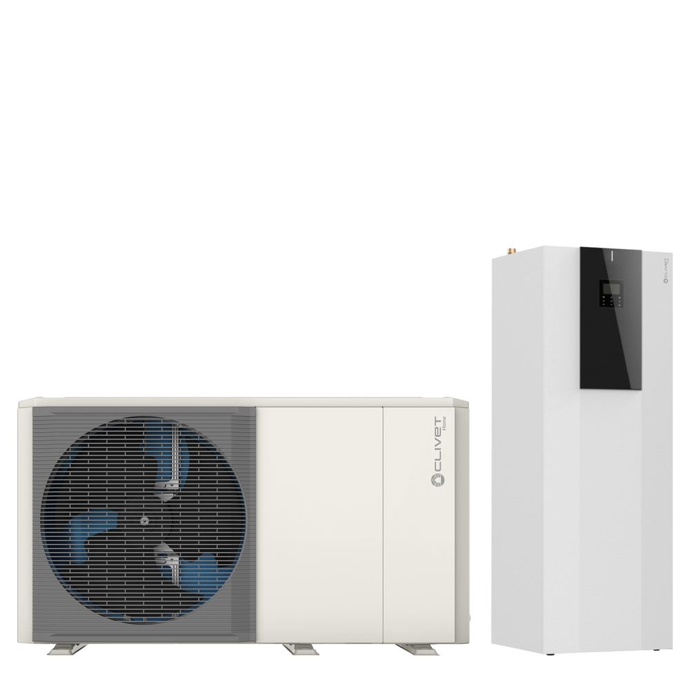 Pompă de Căldură SPLIT cu agent frigorific - CLIVET model TOWER SPHERA EVO 2.0 Aer-Apă 2.1-8.1 - Rezervor DHW 190-250L integrat (SQKN-YEE 1 TC + odu MiSAN-YEE 1 S)